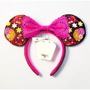 Disney Parks EPCOT Mexico Minnie Mouse Ears Headband Floral Embroidered NWT